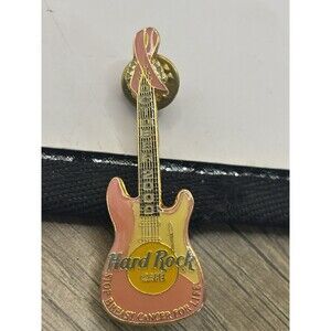 HARD ROCK CAFE Stop Breast Cancer Metal Enamel Guitar Pin Badge Oct 2000